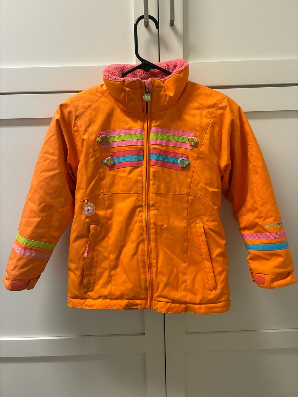 Obermeyer Orange Girls' Puffer Jacket with Pink Lining Size 6